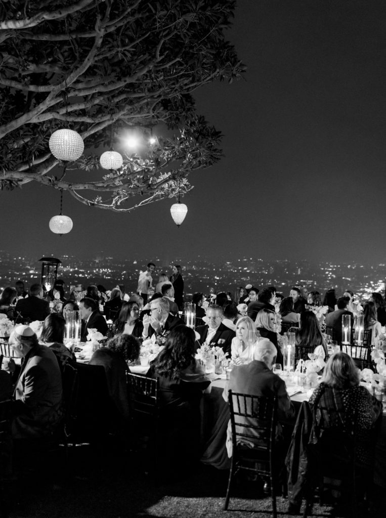 Wedding guests eating dinner in Los Angeles